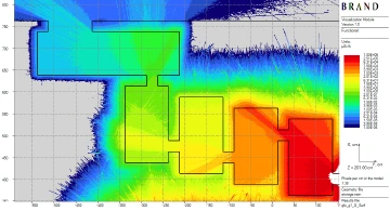 Figure 7: Dose rate plot fragments for the Anthill problem [7] (published in 2025). :  : Primary gamma dose rate through the rooms path